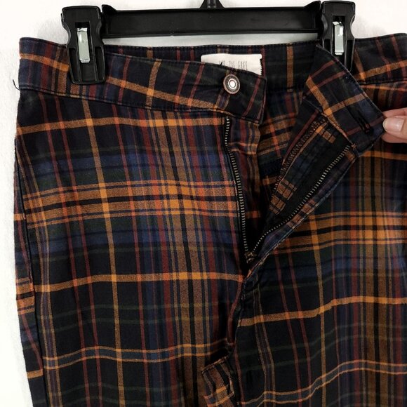 Free People Pants Fall Plaid Size 26 High Rise Soft Trousers Tapared Leg - Picture 6 of 13